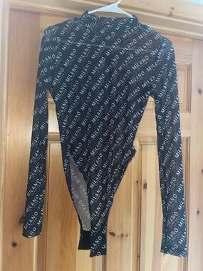 Milano Black Mesh Logo Bodysuit